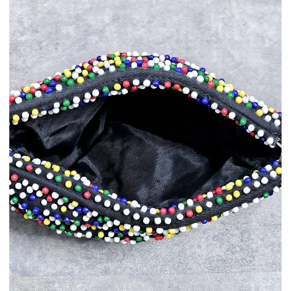 Vintage 1940s Beaded Purse, Clutch, Caviar Candy Dots, Multicoloured - Picture 6 of 6